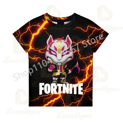 Children 100-160cm Hot Sale F-Fortnited Summer Boy T-shirt for Toddler Baby Funny Game T Shirts Fashion Girls Boys Birthday Gift