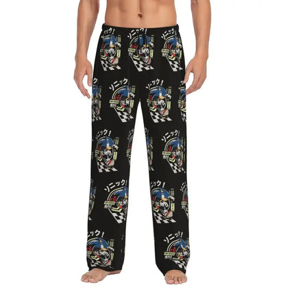 Pantalones de pijama personalizados para hombre con estampado «Soniced», con motivo de erizo, ropa de dormir, pantalones de estar por casa con bolsillos