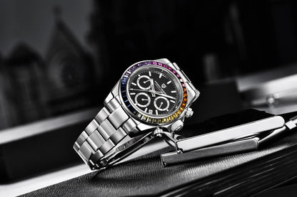 Chronografklocka för män från PAGANI DESIGN – Lyxig armbandsur med kvartsverk, självlysande och vattentät.