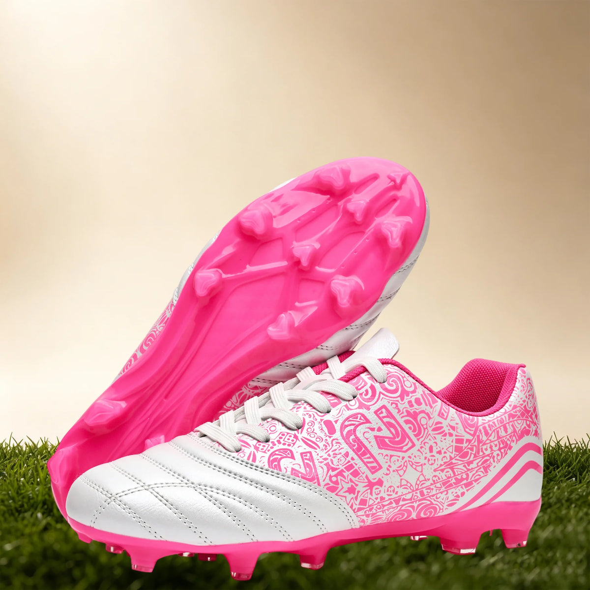 Chaussures de football multi-clous AG/FG pour adultes, tige en PU confortable, crampons antidérapants et résistants à l'usure pour les jeux en plein air sur gazon artificiel