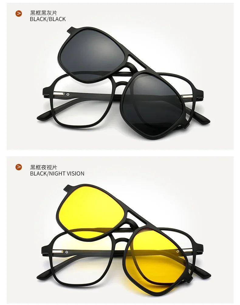 Ochelari de soare polarizați cu atracție magnetică oglindă, ochelari de ciclism 2 în 1 cu clemă, ochelari strălucitori pentru bărbați, ochelari cu ramă dublă pentru femei