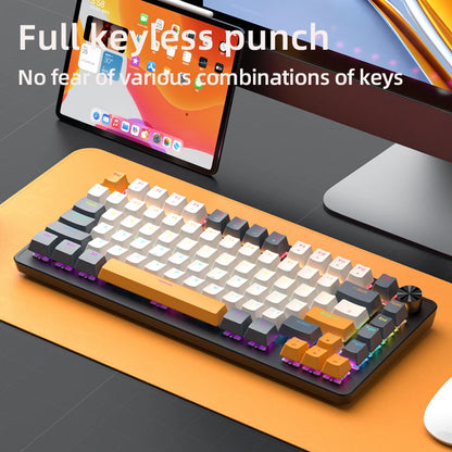 75% Mechanical Keyboard Wired with Media Knob APAYADO Black Gaming Keyboard Hot-Swap ABS Cap Transparent Character Backlighting