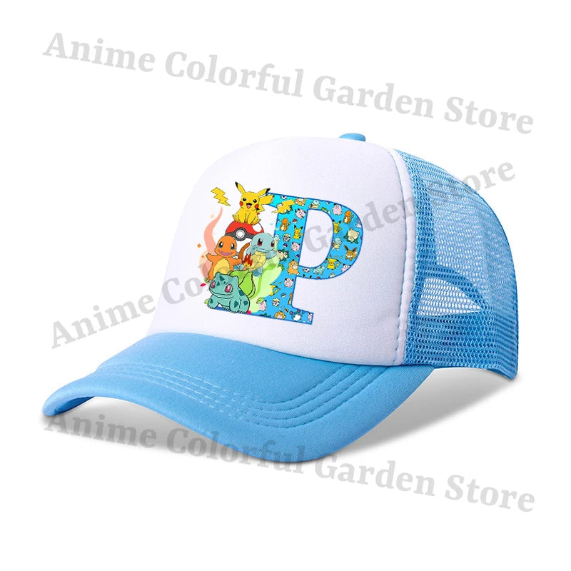 Anime Pokemons Parent-child Baseball Cap Pikachu Cartoon Letter Printed Flat Caps Men Women Kids Summer Breathable Hip Hop Hats