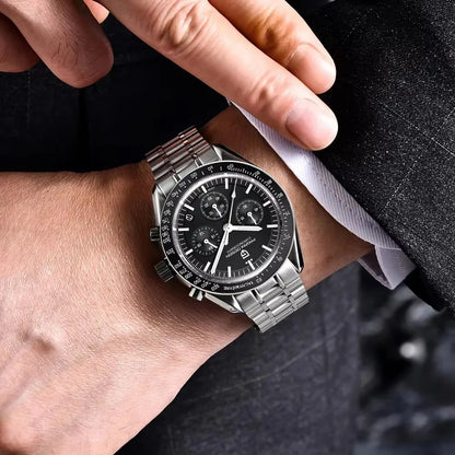Часовник PAGANI DESIGN Moon – луксозен кварцов хронограф за мъже, спортен стил, сапфирно стъкло с антирефлекторно покритие, луминесцентен дисплей