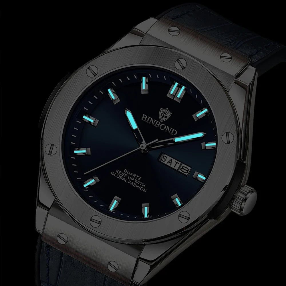 Men’s watch, casual style, leather strap, automatic or quartz model, luxury accessory, ideal gift idea, trendy wristwatch.