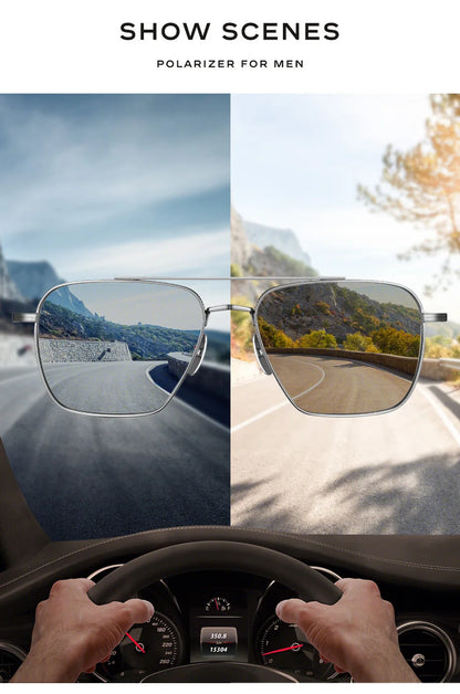 Ochelari de soare polarizați pentru bărbați CAPONI, Seiko, din titan pur, fotocromatici, pentru activități în aer liber și conducere, UV400, ochelari de soare de marcă originală BS50004