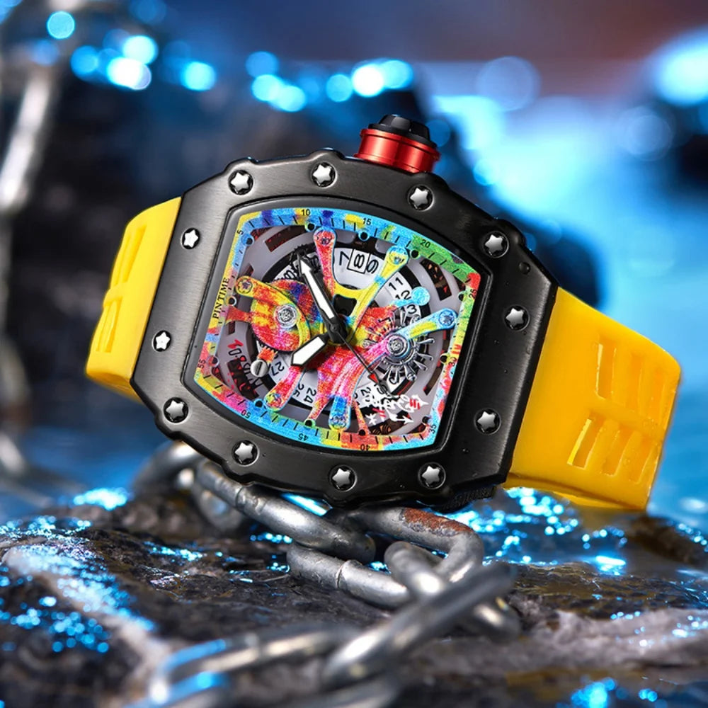 Coole herenhorloges Luxe modieuze siliconen tonvormige horloges Skelet waterdichte kwarts polshorloges Klok Relogio Masculino