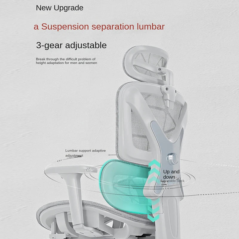 E07 Pro Ergonomic Office Chair Gaming Chair with Footrest, Adjustable Lumbar Support, Reclining Backrest, Comfortable Executive Desk Chair