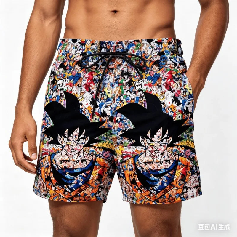 Pantalones cortos de Dragon Ball impresos en 3D, anime japonés, transpirables, de secado rápido, deportivos, estilo retro Y2K, hip hop, de verano, para hombre, para la playa