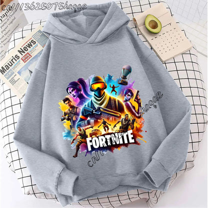 Casacos com capuz Fortnites para criança, sweatshirts anime Fortress Night, hoodies de jogo para primavera e outono, roupa desportiva infantil, presente