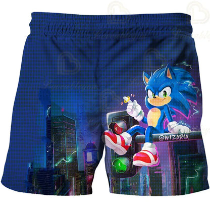 Pantalones infantiles de moda impresos en 3D: pantalones cortos S-Sonici, ropa de playa para niños, bañadores, trajes de baño, pantalones cortos de playa y pantalones