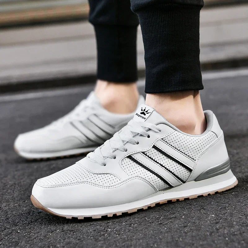 Jesienne buty sportowe męskie, płaskie buty do biegania, białe, trwałe, klasyczne buty casualowe, niskie, modne buty trekkingowe i do chodzenia