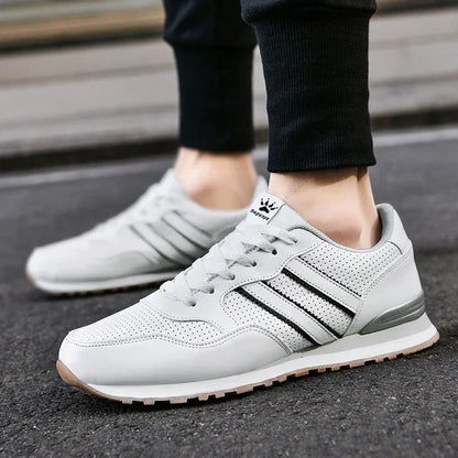 Jesienne buty sportowe męskie, płaskie buty do biegania, białe, trwałe, klasyczne buty casualowe, niskie, modne buty trekkingowe i do chodzenia