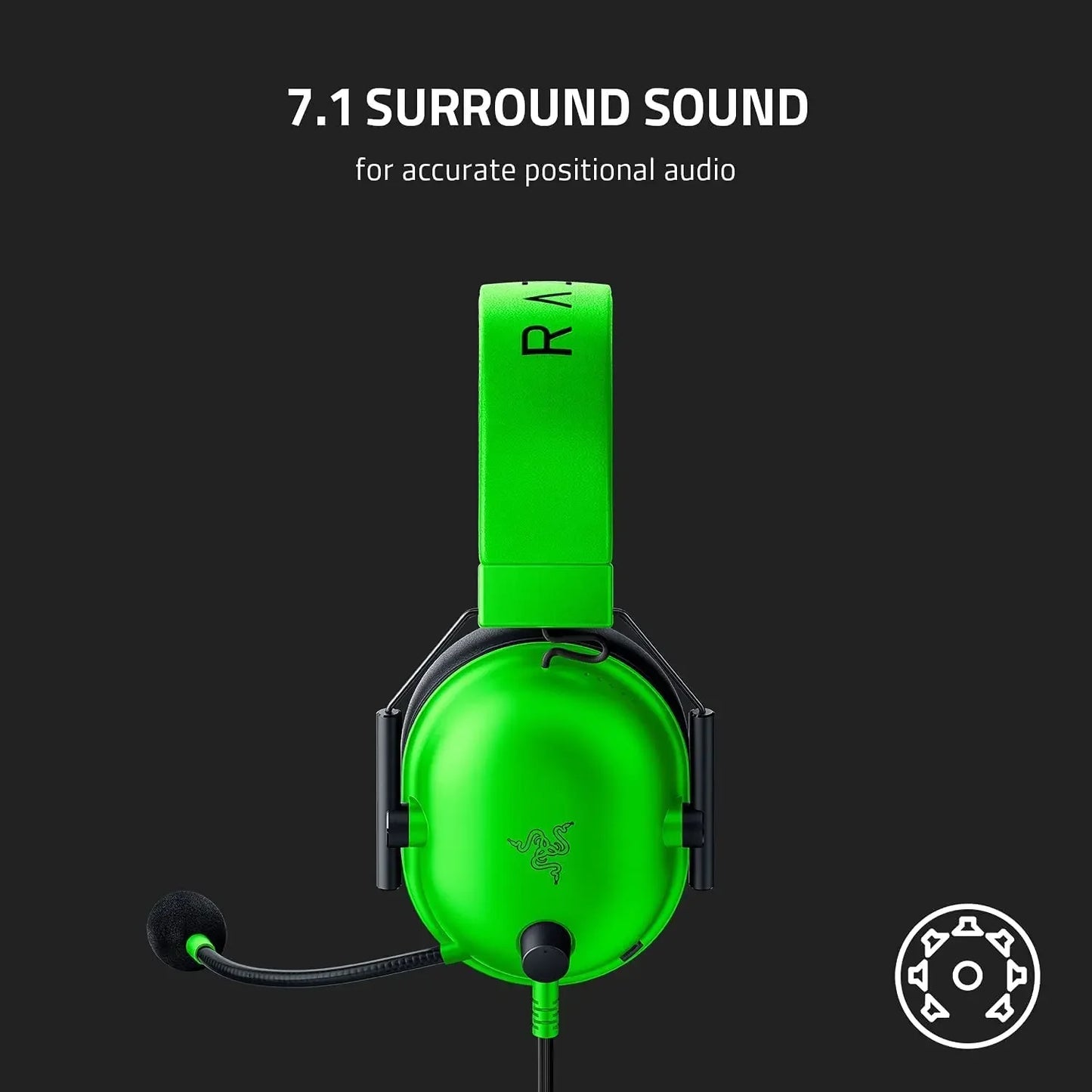 Razer BlackShark V2 X Wired Esports Headset with 7.1 Surround Sound, HyperClear Cardioid Mic & Advanced Passive Noise Cancellation Gaming Headset