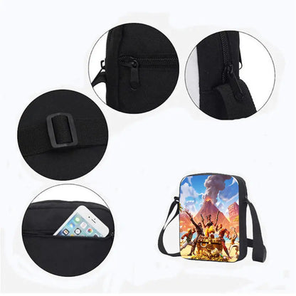 3Pcs Kids Backpack Set, Crossbody & Pencil Bag, FORTNITE Cartoon Bag, Lightweight for Boys Girls 5-10, Free 3D Printed Keychain