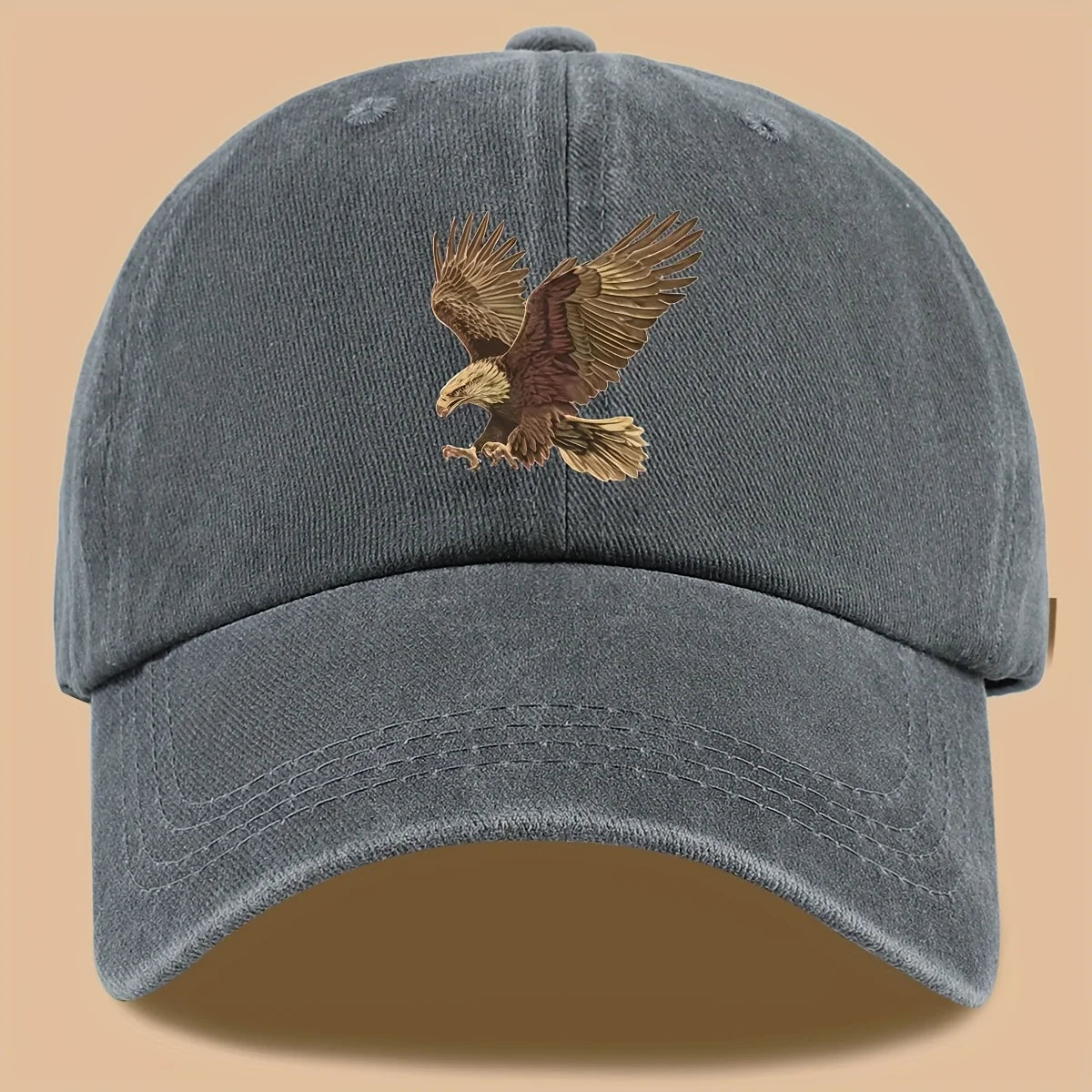 Eagle print baseball cap, adjustable for both men and women, suitable for hiking, fishing, and vacation exploration