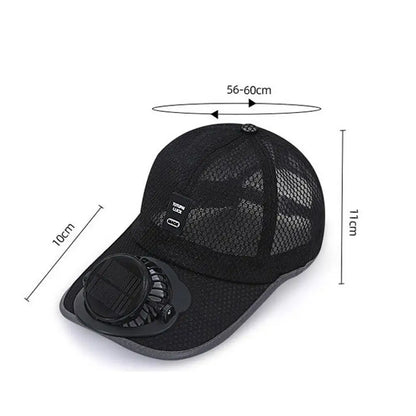 Ademende zonnehoed — Zonneventilator, opladen via USB