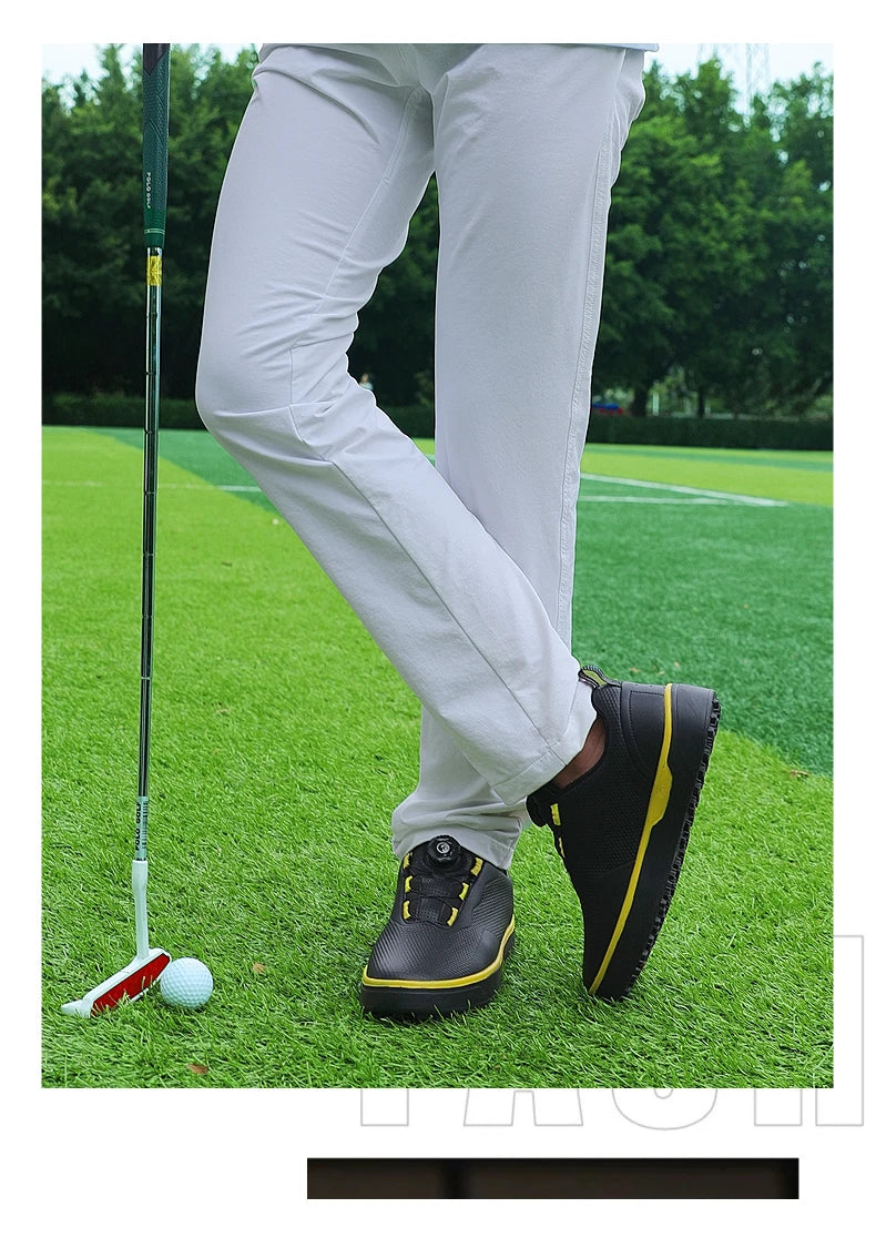 Couple Golf Shoes Men's White Waterproof Rotating Buckle Fitness Spikeless Non-slip Golf Golfer Training Golf Sneakers Women
