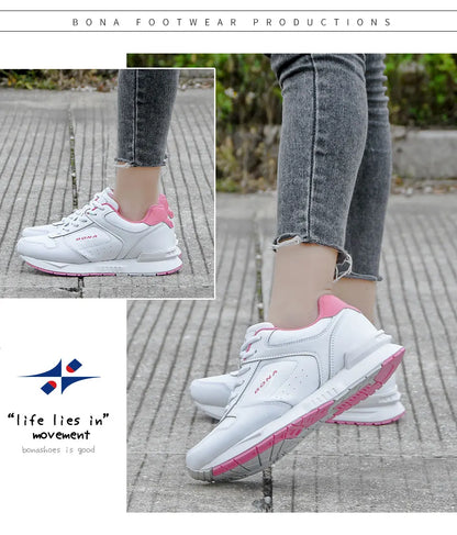 BONA 2023 New Designers Brand Classics Light Sneakers Women Fashion Running Shoes Casual Walking Footwear Ladies Comfort