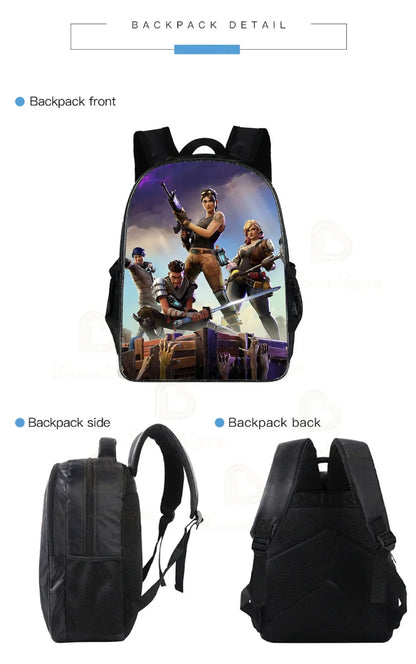 F-FORTNITE Battle Games Backpack for Children School Bag Boys Girls Primary Crossbody Pencil Case Kids Toddler Backpack