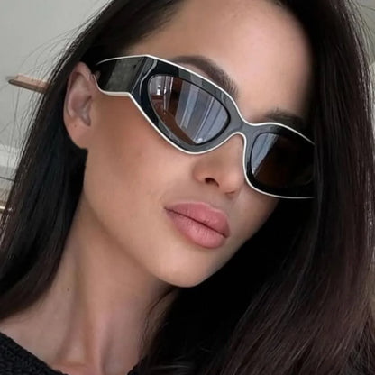Steampunk Cat Eye Sunglasses Women Men Black-white Frames Trendy Sun Glasses Fashion Retro Vintage Accessories Shades Eyewear