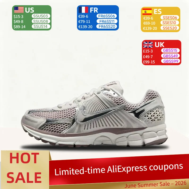 Nike Zoom Vomero 5 Kényelmes, sokoldalú, tartós, lélegző, alacsony szárú női futócipő Ezüst HV6417-001