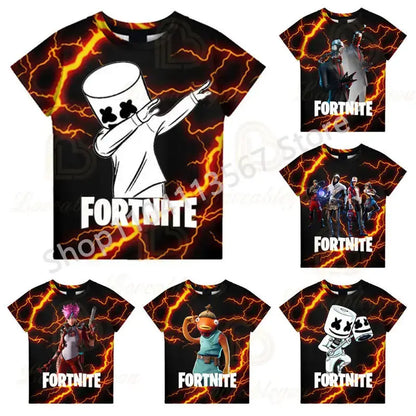 Children 100-160cm Hot Sale F-Fortnited Summer Boy T-shirt for Toddler Baby Funny Game T Shirts Fashion Girls Boys Birthday Gift