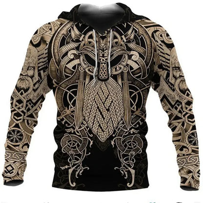 2024 Mens Hoodies Eagle Tattoo Pattern Vikings 3D Printed Fashion Casual Harajuku Hip Hop Autumn And Winter Oversized Sudaderas, Produit gaming premium Fraquane