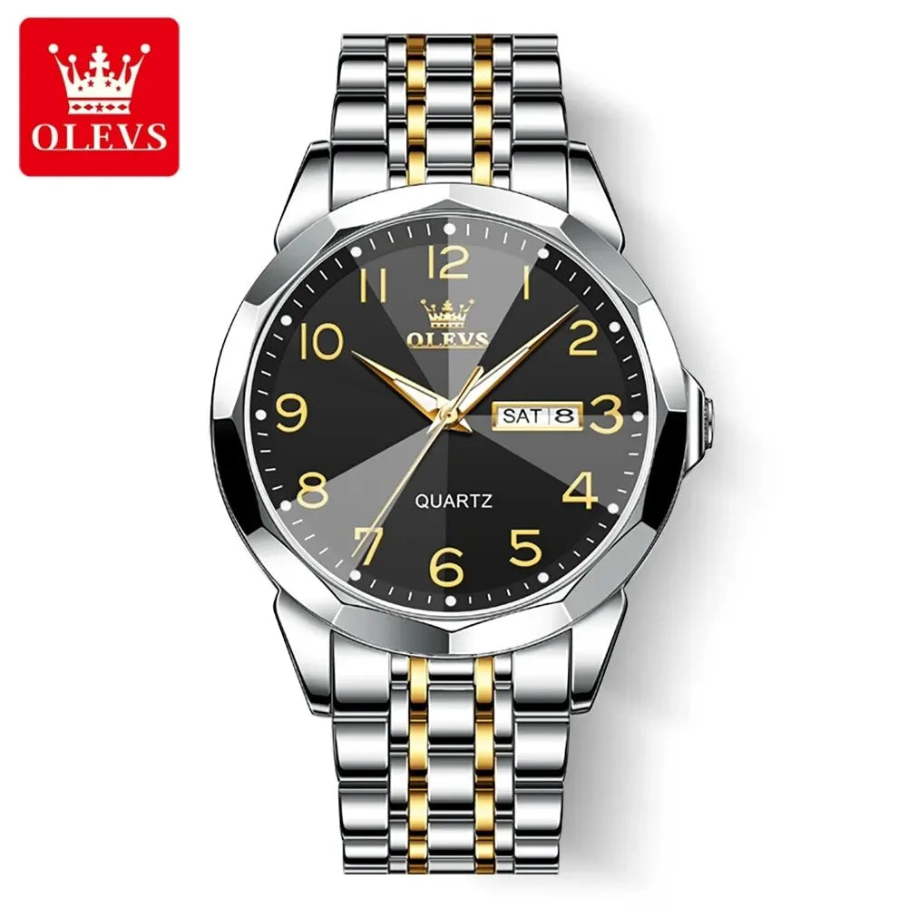 Ceas pentru bărbați OLEVS 9970 – Model elegant cu cadran digital, afișaj pentru dată și zi, rezistent la apă, luminescent, cu mecanism cu cuarț – Ceas de lux original