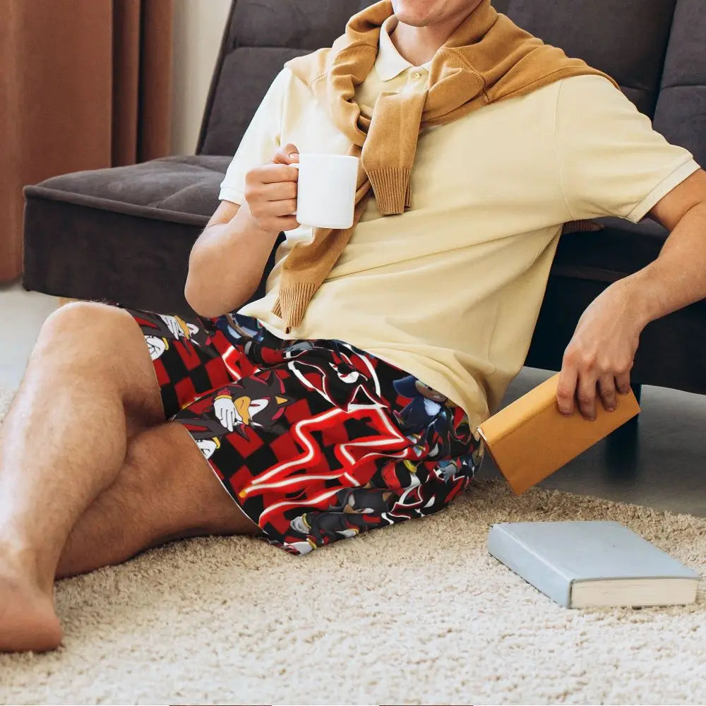 Pantalones cortos de pijama personalizados de Sonic the Hedgehog para hombre, para dormir y estar por casa
