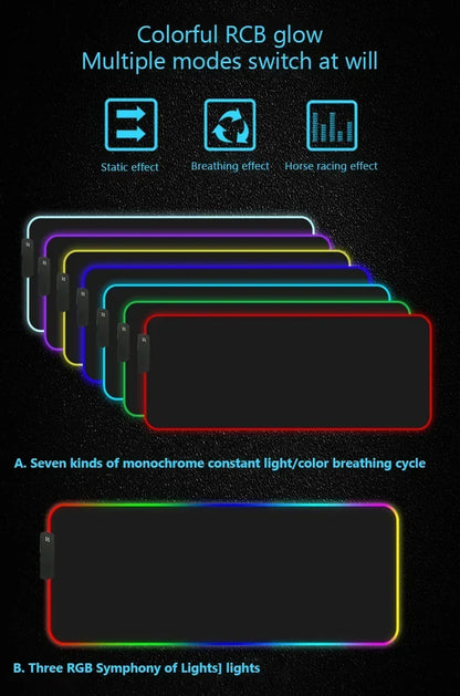 Gaming Call of Duty RGB Mouse Pad Office Large Size PC LED Glowing Keyboard Natural Rubber Anti-Slip Mice Mats Lock Edge Thicken