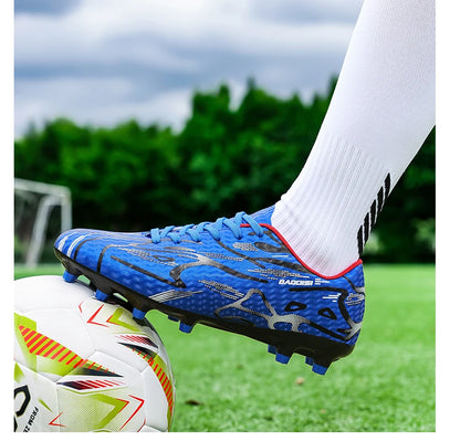 Chaussures de football à crampons longs et basses, chaussures de sport respirantes et antidérapantes pour hommes, chaussures de sport résistantes à l'usure pour l'entraînement sur gazon naturel