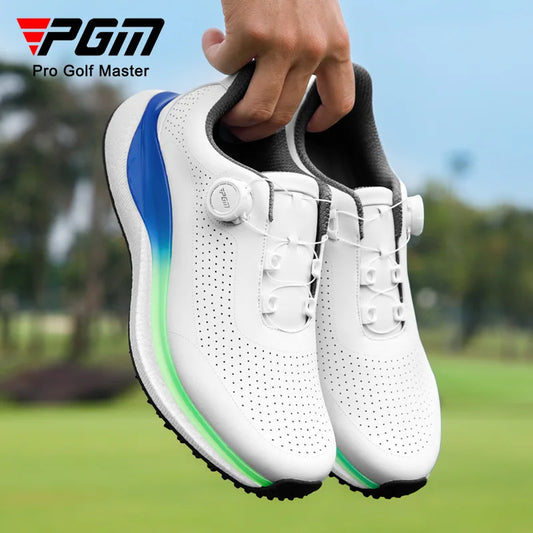 PGM Golf herensportschoenen met superzachte 'popcorn'-tussenzool, noppen, vetersluiting, antislip en ademende golfschoenen