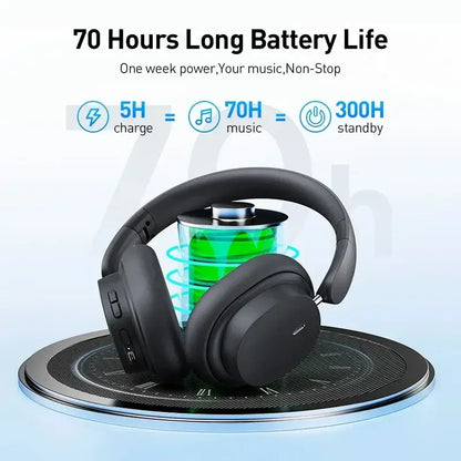 Baseus Bowie D05 Bluetooth 5.3 Wireless Headphones with 40mm HiFi Driver, 70H Battery Life, Spatial Audio, Foldable Over-Ear Headset