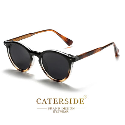 CATERSIDE Round Polarized Sunglasses Men Propionic High Quality Sun Glasses Women Punk Outdoor Driving Fishing Eyewear UV400