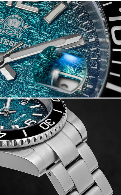 ADDIESDIVE 48mm Diver Watch Fashion Gradient Color Rotatable Bezel Quartz Watches Luminous 200m Waterproof Stainless Men's Watch