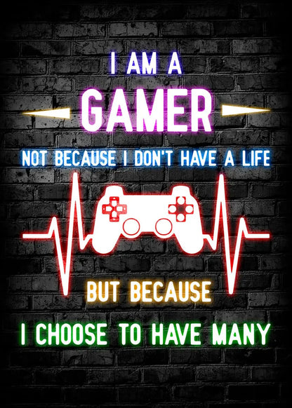 Poster „Nordic Cat and Gaming Controller Quotes“ – moderne Leinwandmalerei als Wandkunst und Wandbild für die Zimmerdekoration von Gamer-Jungen und -Mädchen (nicht Neon)
