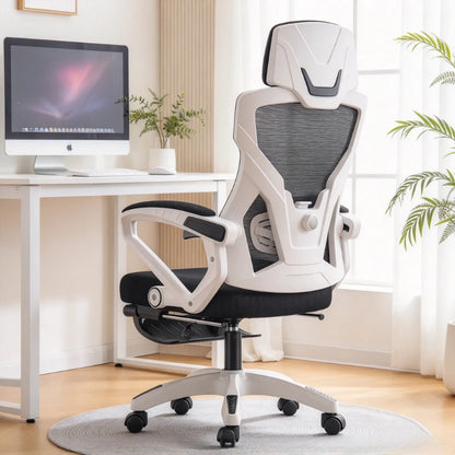 Chaise de bureau ergonomique, chaise de jeu inclinable à hauteur réglable, chaise de bureau pivotante avec dossier souple, respirant et agréable au toucher.