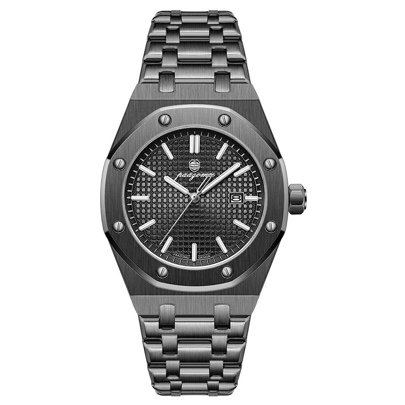 PAAZOMU Luxe vierkant herenhorloge met quartz, waterdicht, verlicht datumvenster, herenhorloge van roestvrij staal, zakelijke herenhorloges