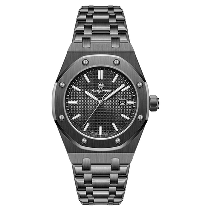 PAAZOMU Luxe vierkant herenhorloge met quartz, waterdicht, verlicht datumvenster, herenhorloge van roestvrij staal, zakelijke herenhorloges