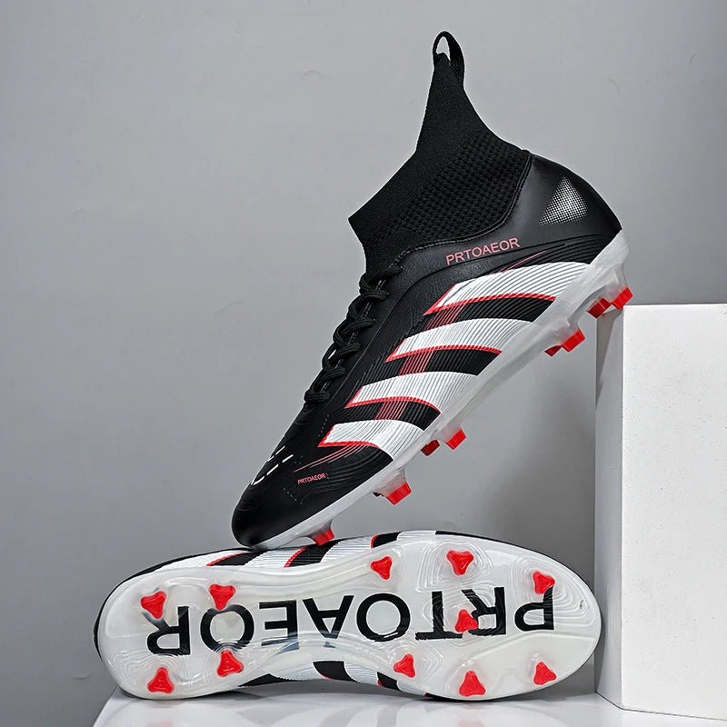 Nouvelles chaussures de football professionnelles pour hommes, crampons de football antidérapants TF/FG, baskets pour garçons, chaussures de sport confortables à la cheville, unisexes