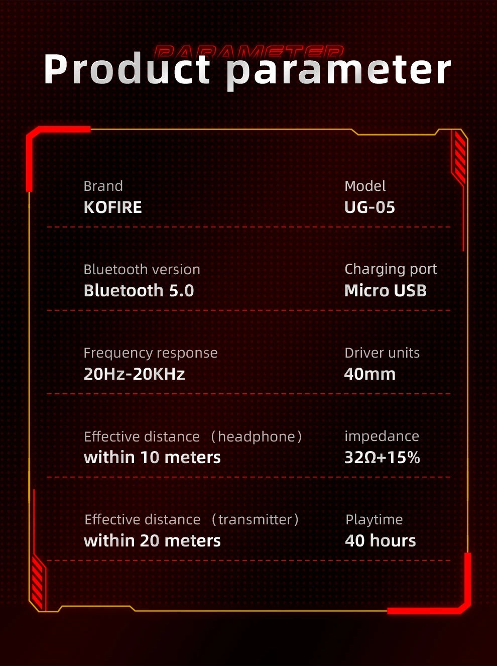 Kofire UG-05 Wireless Gaming Headset with Mic, RGB Lights, 2.4G Bluetooth 5.0 Gaming Headphones for PS5 PS4 PC Switch