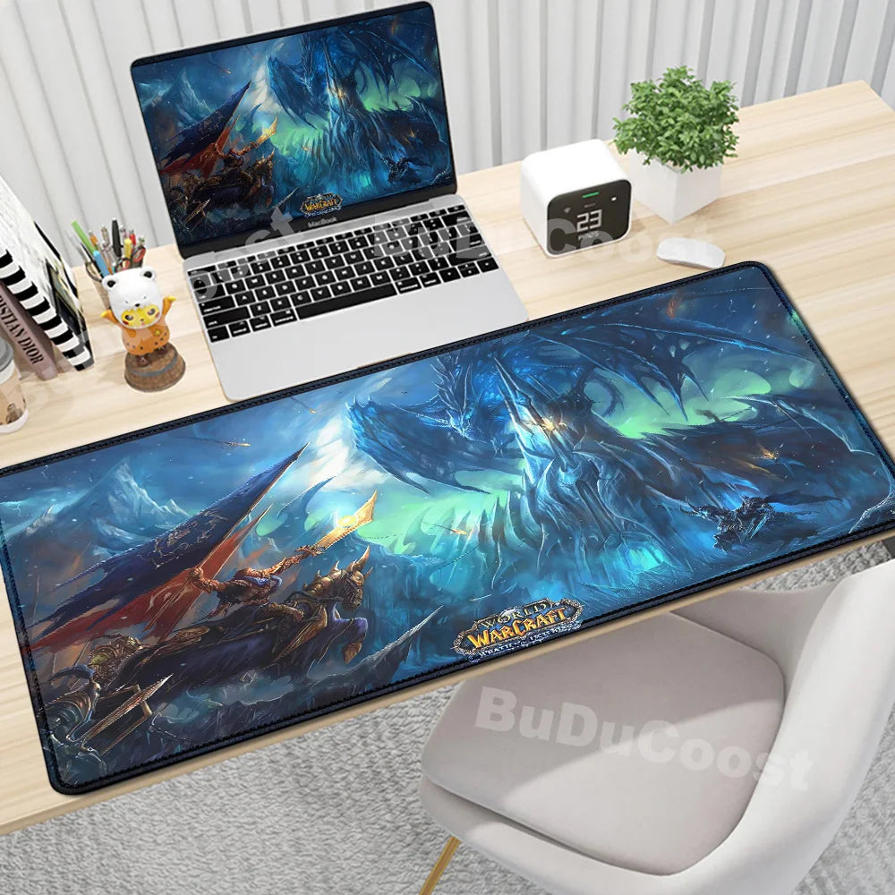 Anime World of Warcraft Podkładka na biurko Podkładka pod mysz do gier Akcesoria komputerowe XXL Podkładka z zapięciem na krawędzi Klawiatura Dywanik pod mysz dla graczy Podkładki biurowe