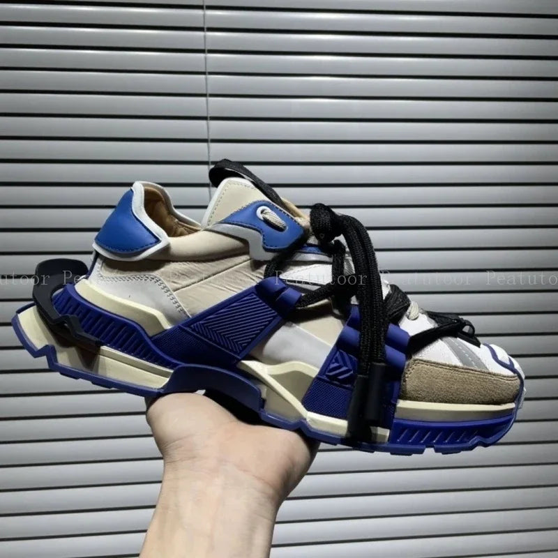 Size 35-46 Women’s and Men’s Sports Shoes High-Quality Patchwork Casual Sneakers Lace-Up Fashion Platform Sports Running Shoes Hot