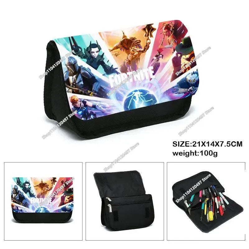 Fortnite Anime Character New Backpacks Cartoon Battle Royale Student 3-piece Set Book Bag Meal Box Pen Bag Anime Gifts