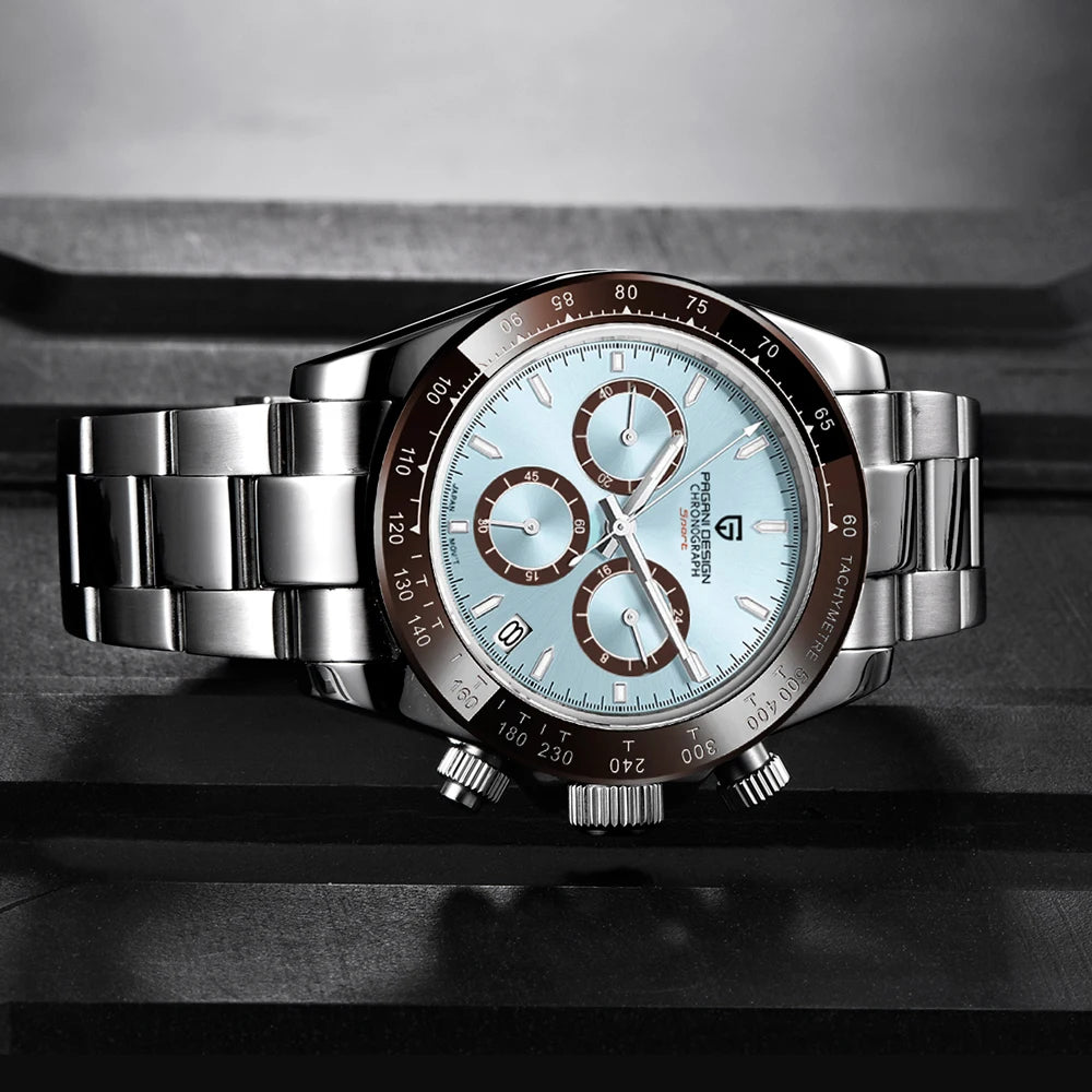 Chronografklocka för män från PAGANI DESIGN – Lyxig armbandsur med kvartsverk, självlysande och vattentät.