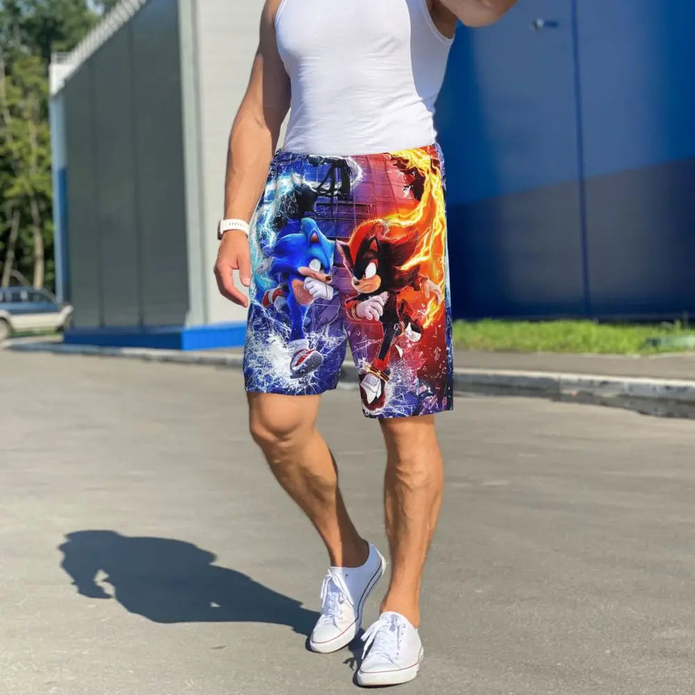 Pantalones cortos de pijama personalizados de Sonic the Hedgehog para hombre, para dormir y estar por casa