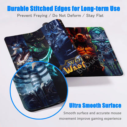 Anime World of Warcraft Podkładka na biurko Podkładka pod mysz do gier Akcesoria komputerowe XXL Podkładka z zapięciem na krawędzi Klawiatura Dywanik pod mysz dla graczy Podkładki biurowe