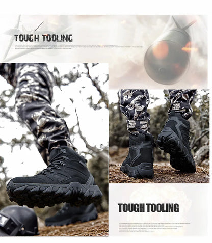 Upgraded Tactical Combat Training Boots Male Outdoors Camping Anti-wear Rapid Response Hiking Shoes Fishing Hunting Sneakers Men