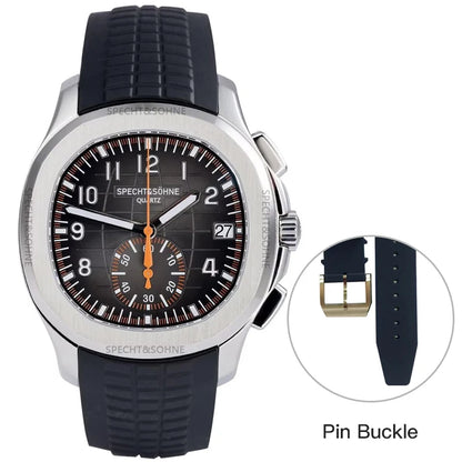 Specht & Söhne New Classic 5167 Men's Watch Orange Color Sapphire Crystal Rubber Strap Sports Male Quartz Watches 50M Waterproof
